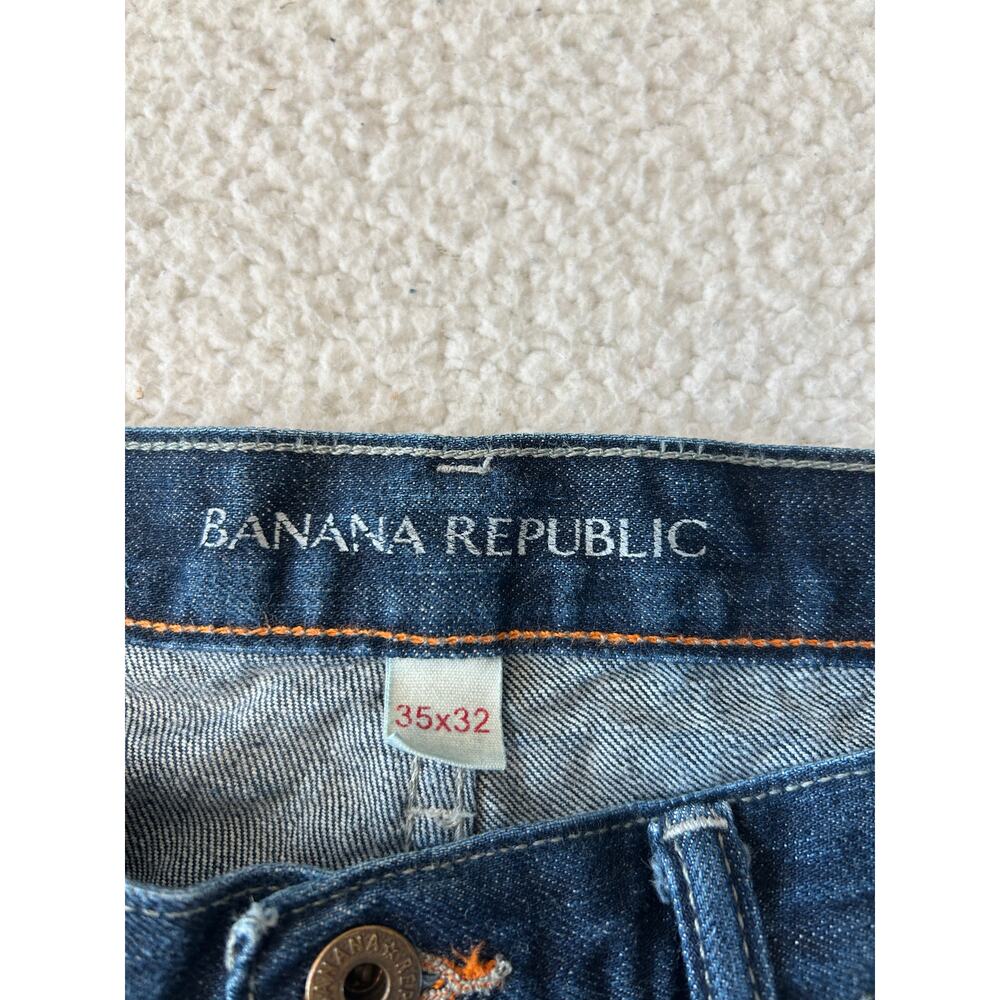 Banana Republic Men's Boot Cut Jeans 35W/32L Dark Wash Denim Distressed - Picture 7 of 10